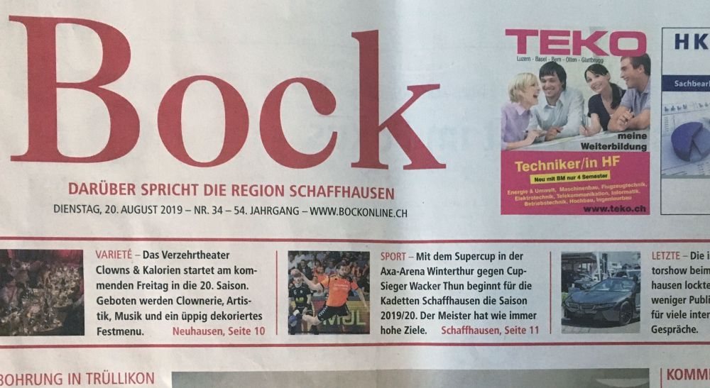 Zeitungsartikel im Schaffhauser Bock